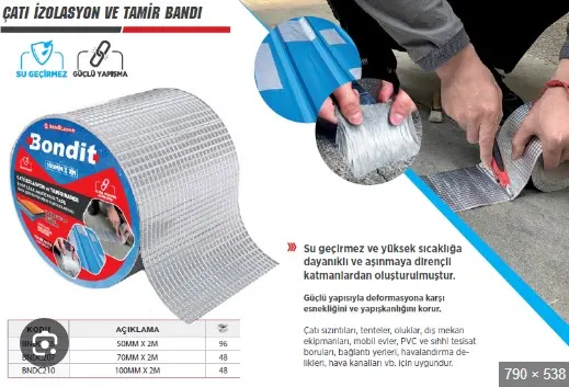 BONDİT ÇATI İZOLASYON VE TAMİR BANDI ( 70 mm x 2 mt ) BNDC207 3