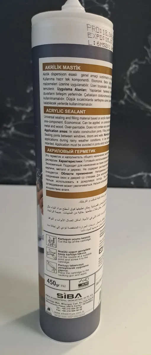 SİBAX AKRİLİK MASTİK BEYAZ 450 Gr 3