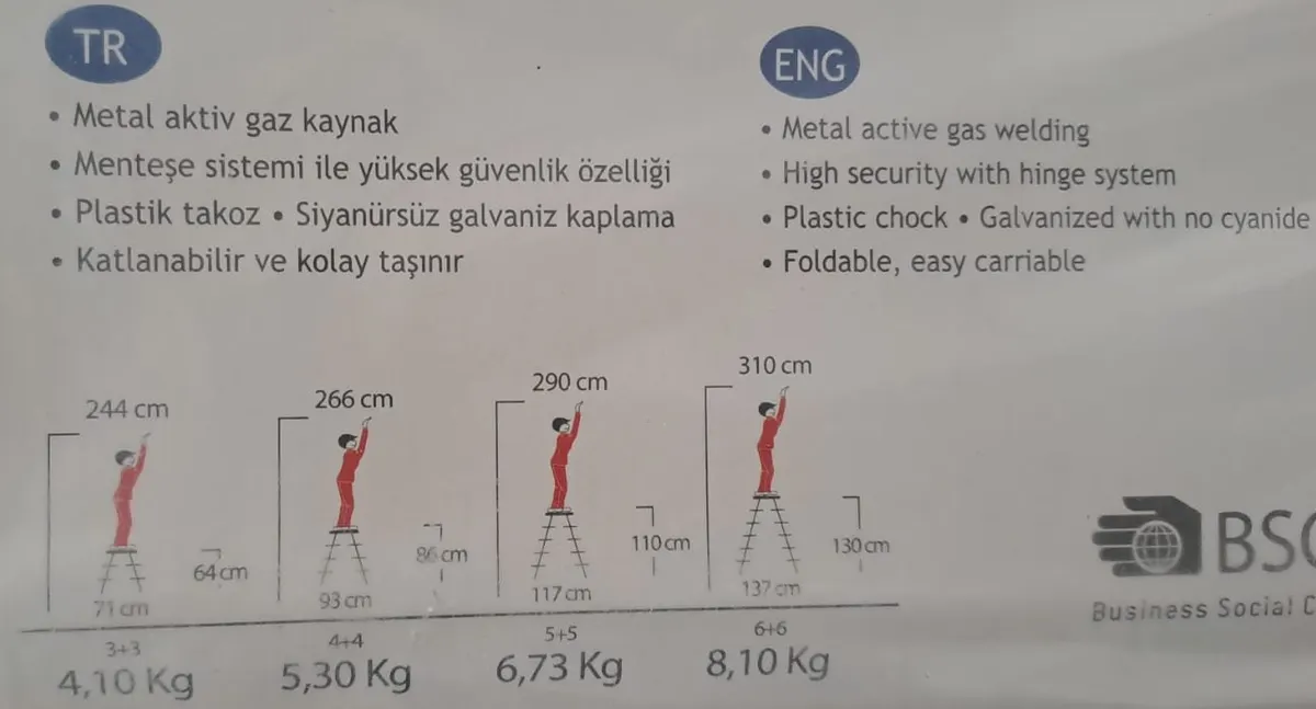 ÇİFT Çıkışlı Metal Merdiven 3 Basamak ( 3+3 Basamaklı ) 3