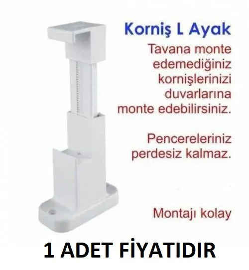 Korniş - Plastik L AYAK - 3 Kanallı Korniş Duvar ASMA Aparatı L 4