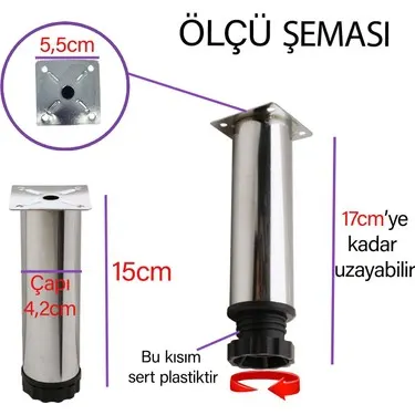 Metal BAZA AYAK 15 CM KROM 3