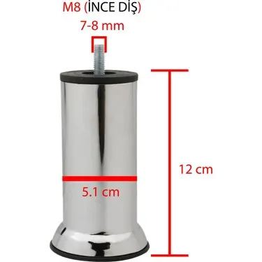 Metal BAZA Ayağı Vidalı 12 CM - M8 2