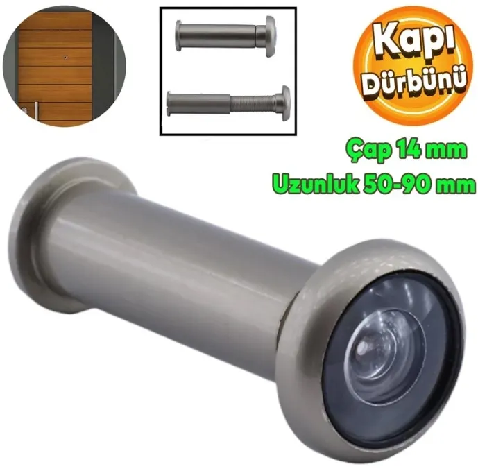 KAPI DÜRBÜNÜ Ø14mm ( ÇELİK KAPISINA TAKILAN KAPI DÜRBÜNÜ ) - ( 50 - 90 mm ARASI KAPILAR İÇİN UYGUNDUR )